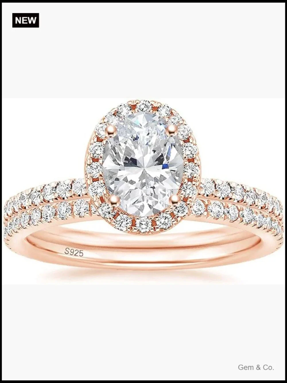 1.5CT Oval CZ Bridal Ring Set 925 Sterling Silver Engagement Wedding Band